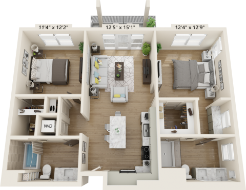 B2A Floorplan is 2 bed and 2 bath